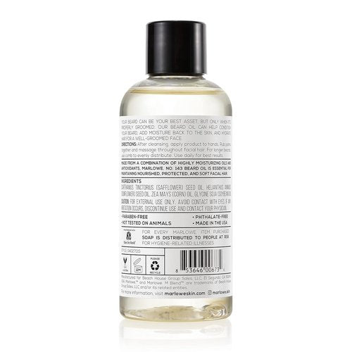 Marlowe. No. 143 Beard Oil - 3 oz Conditioning Oil for Men | 100% Natural Softener, Fragrance-Free