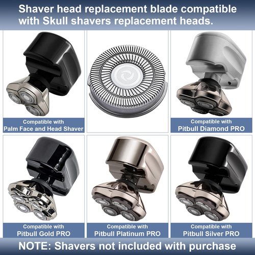 12Pcs Shaver Replacement Blades, Compatible with Skull Pitbull Shaver Gold/Silver/Platinum PRO, Super Close Shaving Heads.