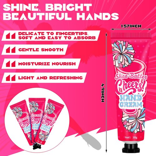 Dansib 24 Pcs Cheer Team Hand Cream Bulk Small Galentines Valentines Day Gifts for Women Friends Cheerleader Goodie Bag Stuffers Mini Cheerleading Lotion Homecoming Season Party Favors(Pink)