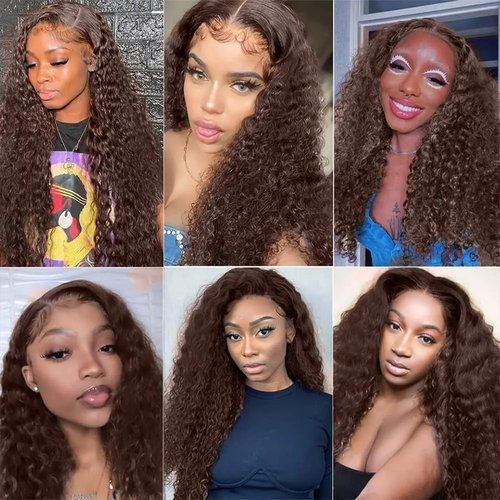 Chocolate Brown Bundles Human Hair Unprocessed Brazilian Virgin Human Hair Bundles 16 18 20 Inches #4 Brown Curly Wave Bundles Double Weft Weave Hair Extension for Women 50g/PC 150g Total