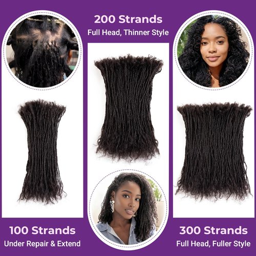 8-12 Inch Sister locks Human Hair Handmade Interlock Locs Curly Tips Sister Loc Real Human Hair Microlocs Extensions Permanent Dreadlock Extensions Natural Soft Looking (0.2cm,10 Inch-20 Strands)