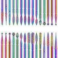 Homeet Pack of 30 Nail Drill Bits Colourful Diamond Professional Nail Cutter Attachments Removal Gel Acrylic Cuticle Tungsten Carbide Nail Drill for Manicure Pedicure