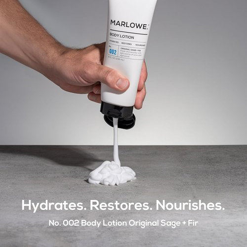 Marlowe. Men's Body Lotion - Hydrating Daily Moisturizer with Aloe Vera & Amino Acids | 8 oz Tube, Fresh Sage & Fir Scent
