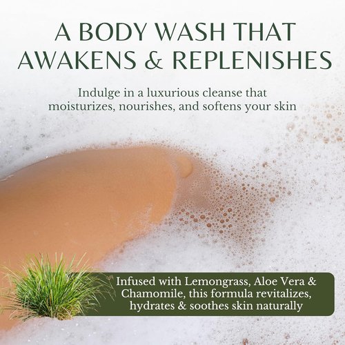 EDENIKA BOTANICALS Lemongrass Body Wash - Refreshing Vitamin E Shower Gel for Dry Skin | 16 fl oz