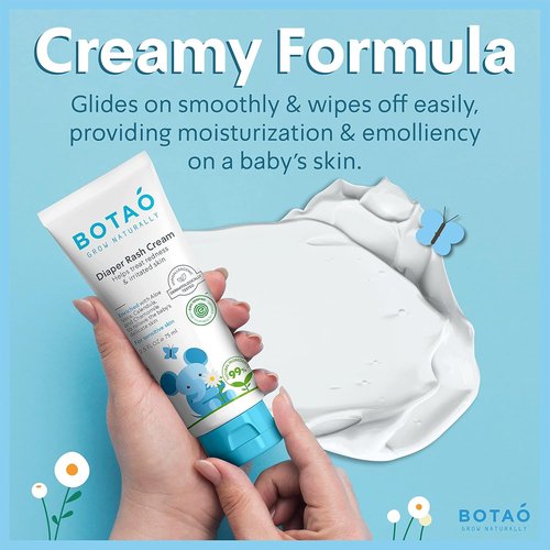 BOTAO Baby's Natural Diaper Cream - Organic EWG Verified Formula | Soothes Rashes with Aloe Vera & Calendula | 2.5 Oz (3 Pack)