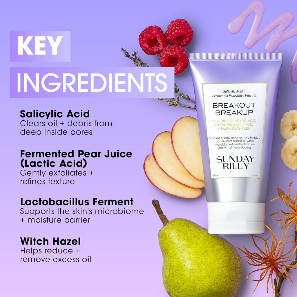 Sunday Riley Salicylic Acid Cleanser - Breakout Breakup Formula for Blemish-Prone Skin