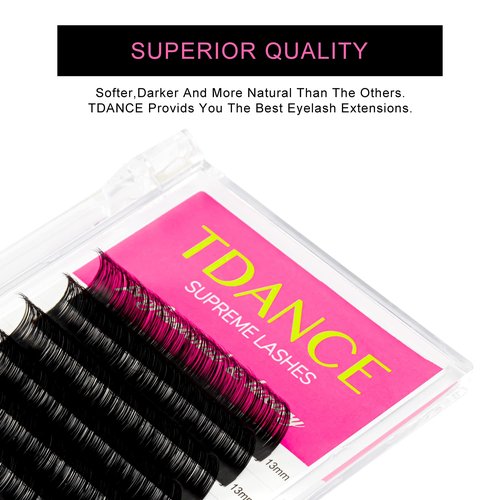 TDANCE Lash Extension Matte Black Eyelash Extension C CC D DD J B L Curl Volume & Classic Lash Extensions 0.03-0.18mm Thickness Professional Salon Use(0.05-D,14 mm)