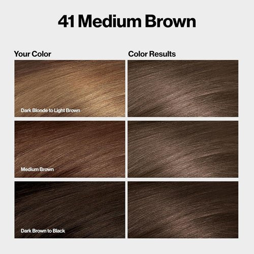 Revlon ColorSilk Brown Permanent Hair Color - 100% Gray Coverage, Ammonia-Free, Vegan Keratin | 41 Medium Brown (Pack of 3)