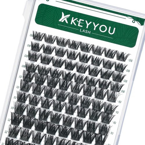 Lash Clusters 96pcs Individual Lashes Y01 D Curl 8-12MIX Cluster Lashes KEYYOU Volume Wispy Lash Extension Soft&Comfortable Easy DIY at Home(Y01,D-8-12MIX)