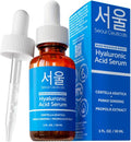 SeoulCeuticals Korean Hyaluronic Acid Serum For Face - High Molecular Weight & Low Molecular Weight Hyaluronic Acid - Centella Serum + Propolis. 1oz