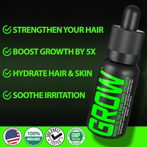 Beard Growth Serum by GROW | Maximum XXL Beard Oil for Men - Thickens & Fills Patches