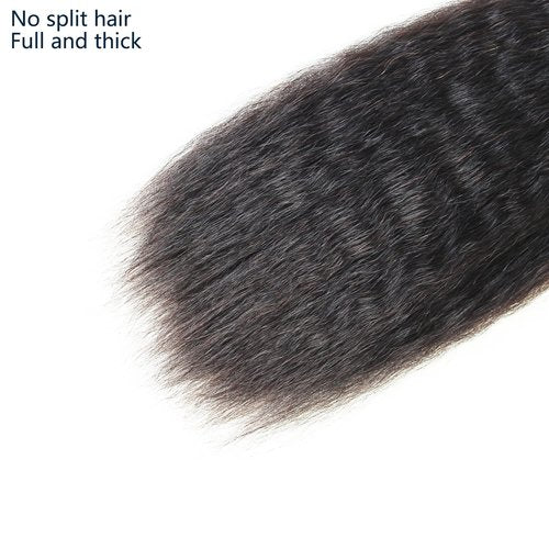 LINYINGYH 12a Single Bundles Human Hair Kinky Straight 1 Bundle Yaki Straight Bundles 14 inch Brazilian Remy Hair Weave Bundles Real Unprocessed Virgin Hair Extensions Natural Color