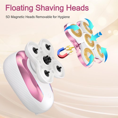 Electric Razors for Women for Leg, 5D Rechargeable Shaver for Women Sensitive Skin - Waterproof Cordless for Body Shaver, Painless Magnetic Hair Removal