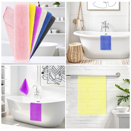 SpiralScgv 6 Pieces African Net Sponge – Effective Deep Cleansing and Exfoliating Mesh for Glowing Skin – Stretchable, Quick-Dry Exfoliating Bath Sponge(Pink, Yellow, Purple, Blue, Black, Off-White)