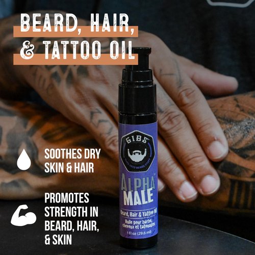 GIBS GROOMING Bush Master Beard, Hair & Tattoo Oil- All-Natural with Nutmeg, Leather, Vanilla & Musk Scent- Softens & Strengthens Beard Growth, Moisturizes Skin, 1 Fl Oz (Pack of 1)