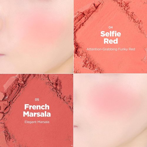 Lilybyred Luv Beam Cheek - Heart-Shaped Korean Powder Blush, Soft Matte Finish, Lightweight & Long-Lasting (02 Dollish Rose)