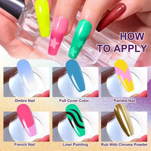 U-Shinein Gradient Painting Gel, 9 Colors Ombre Gel Nail Polish Bright Rainbow Pigment Pat Nails Aura Nails French Manicure Soak Off UV Long-lasting No-wipe Home Salon DIY Nail Art ChromaGlow