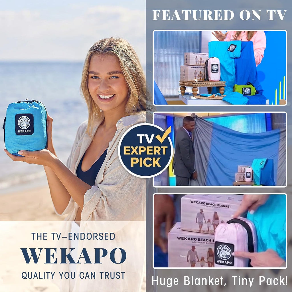 WEKAPO Beach Blanket - Extra Large Sandproof & Waterproof Mat | Quick-Drying for Picnics, Camping & Vacations