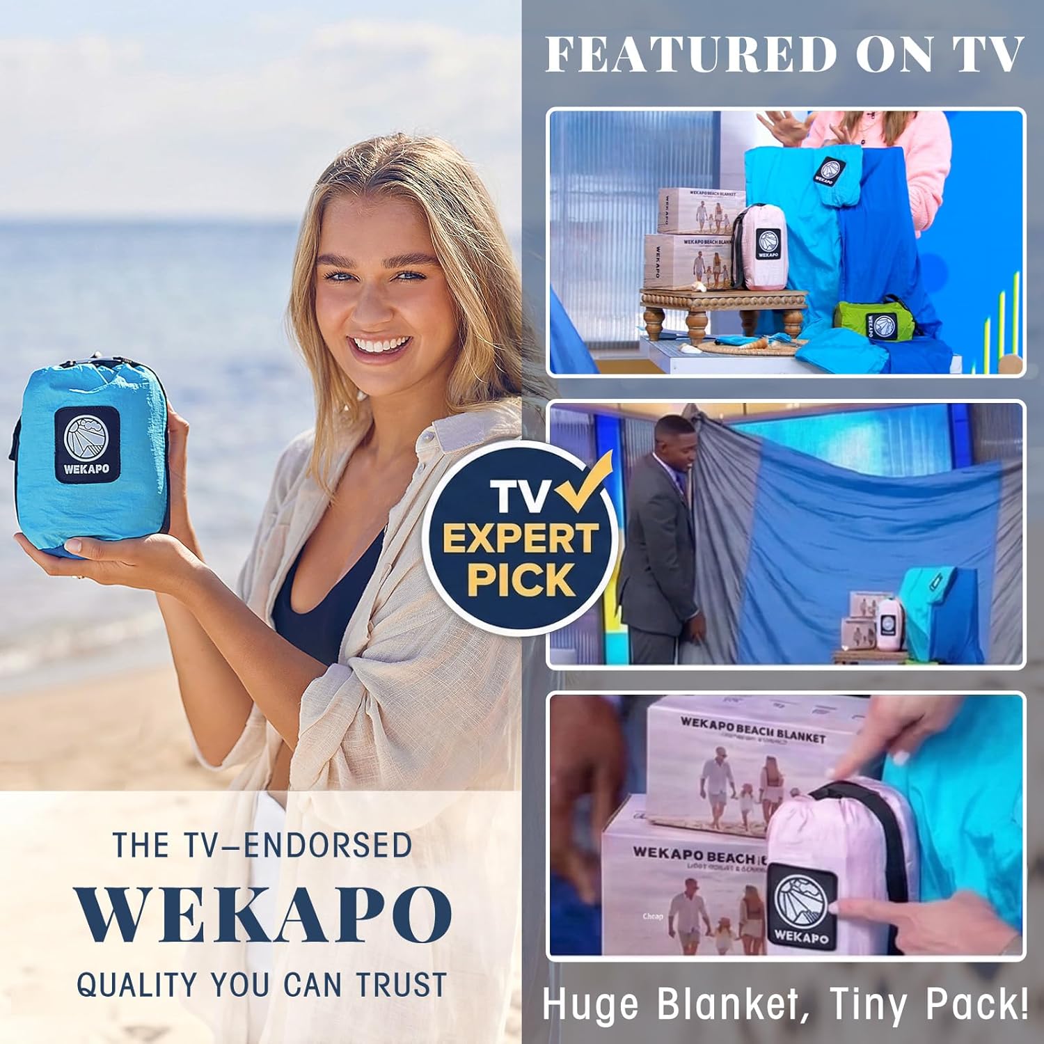 WEKAPO Beach Blanket - Extra Large Sandproof & Waterproof Mat | Quick-Drying for Picnics, Camping & Vacations