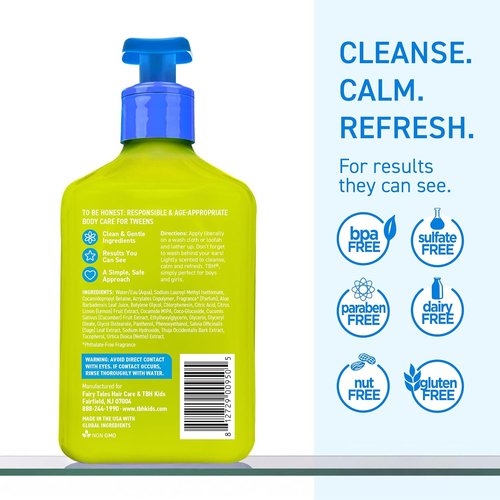 TBH Body Wash for Teens & Kids - Natural Formula for Sensitive Skin - Sulfate & Paraben Free - 12 oz