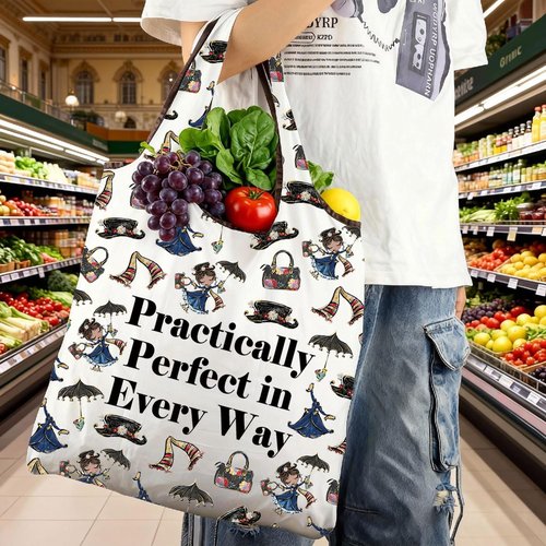 JXGZSO Mary Quote Makeup Bag Zipper Bag Practically Perfect in Every Way Movie Inspired Gift (Practically Perfect In Every Way Folding Shopping Bag)