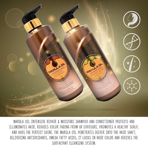 **Skiennix Marula Oil Shampoo & Conditioner Set - Color Safe, Ultra Moisturizing, Sulfate-Free | 16 oz Pump Bottles**
