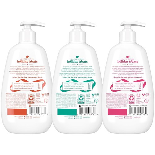 Dove Hand Soap - Holiday Treats Variety 3-Pack | Cinnamon Pumpkin Pie, Peppermint Bark & Sugar Cookie, 12 Fl Oz Each