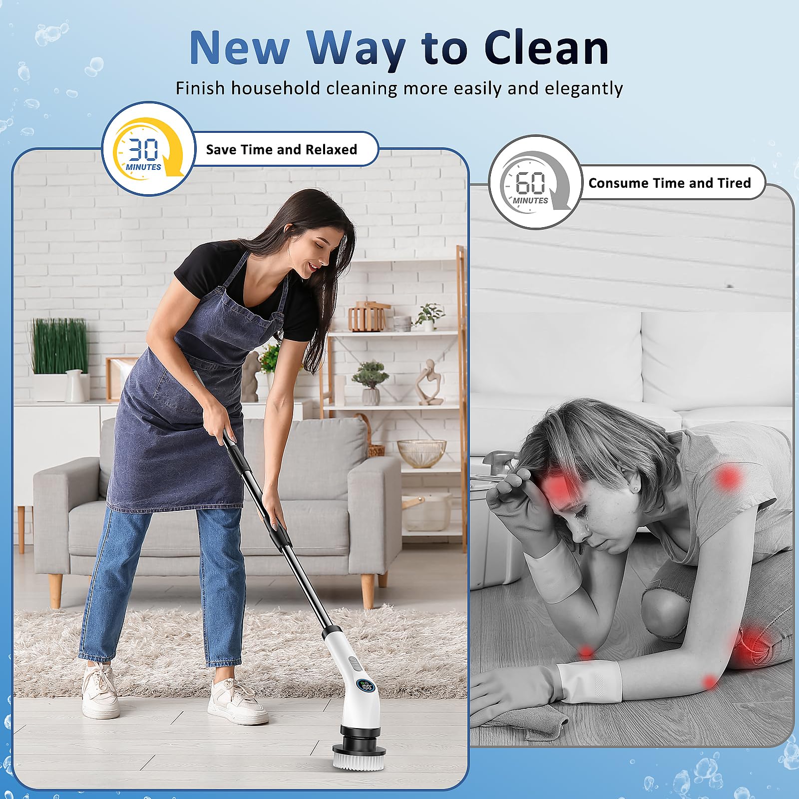 Yesayce 8pcs Electric Spin Scrubber Replacement Brush Heads, Extra Brushes Kit for Bathroom Floor Tile, Bathtub, Glass, Car, Kitchen Cleaning