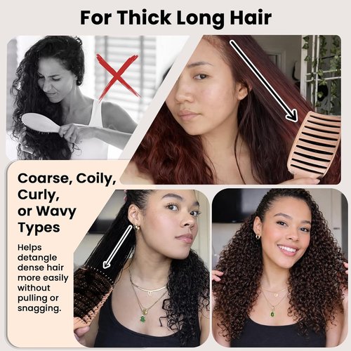 Herstyler Vented Hair Brush - Fast Detangling for Thick, Curly, or Wavy Hair - Peach Color