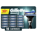 Gillette Mach3 Razor Blades for Men, 3-Blade Razor Refills, 15 Count