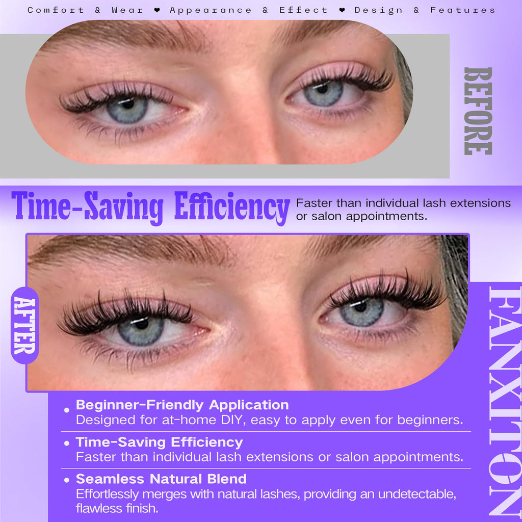 Wispy Lash Clusters Kit Natural Look Lash Clusters DIY Lash Extension Kit 10-18mm Cluster Eyelash Extensions Kit Lash Bond and Seal Lash Tweezers Individual Lashes Cluster Kit DIY Lash at Home