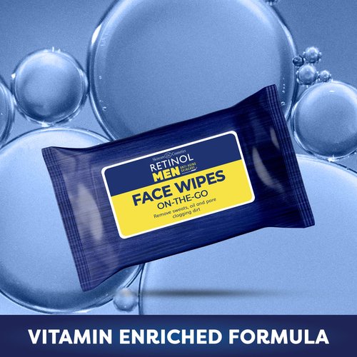 LIVAURA Retinol Men’s Individually Wrapped Wipes, Large Face and Body Wet Wipes with Micellar Water and Vitamins A-C-E, 30 Travel Essentials