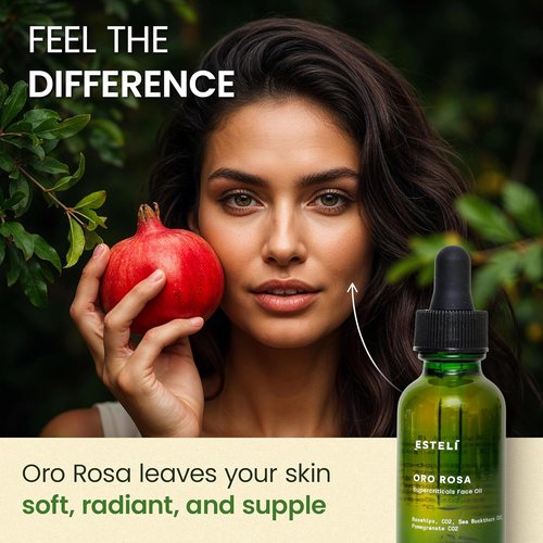ESTELÍ – Oro Rosa Supercriticals Face Oil – Antioxidant-Rich Hydrating Essence with Rosehip & Sea Buckthorn – Vegan & Fast-Absorbing Formula