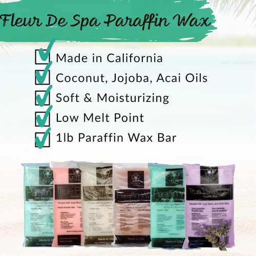 Paraffin Wax Refills 1lb by FLEUR DE SPA – Made in USA – Infused with Coconut & Jojoba Oils – Moisturizing, Hydrating & Soothing for Hands, Feet & Body – Spa & Home Use