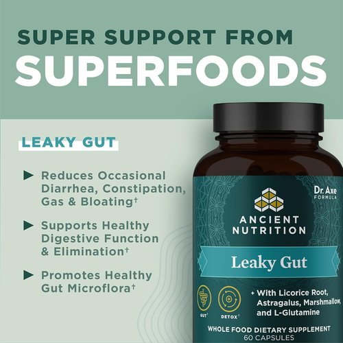 Ancient Nutrition Gut Health Supplement - Leaky Gut Capsules with Licorice Root & L-Glutamine | 60 Count