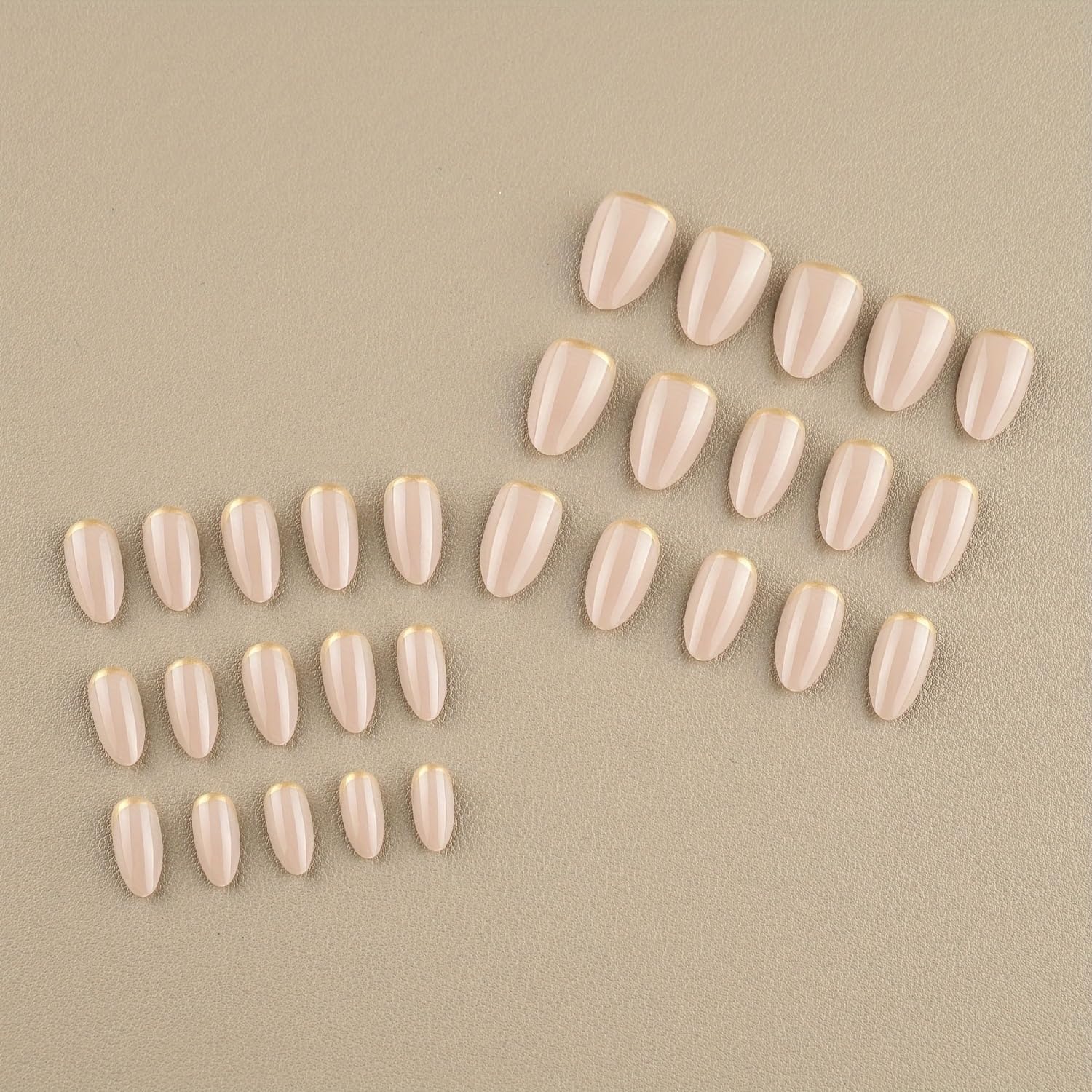 Yibosoar Press On Nails - Glossy, Short Round Fake Nails, Salon Quality | Semi-Transparent Reusable Press On Nails in 15 Sizes - 30Pcs Stick On Nails Kit (Gold Pink)