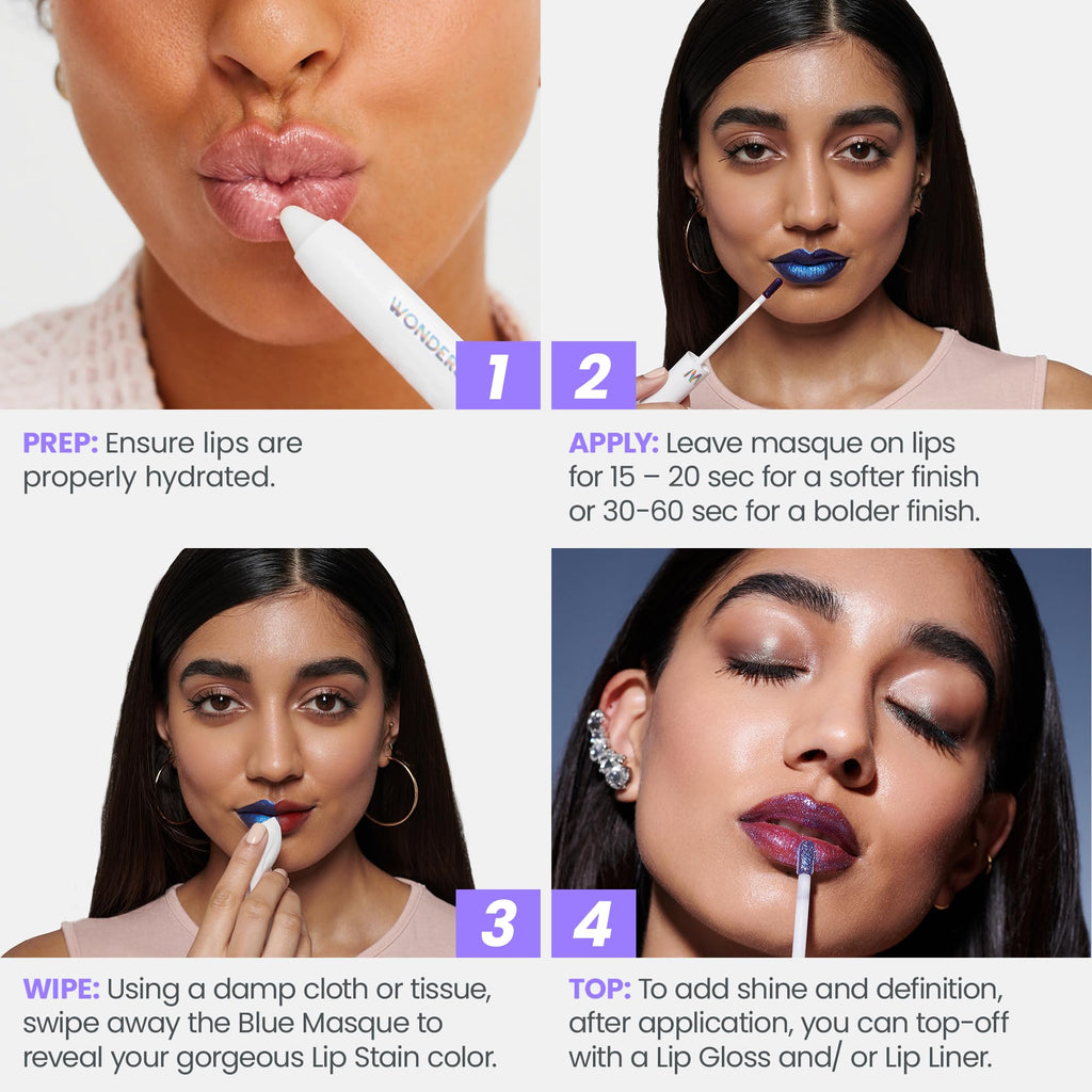 Wonderblading Lip Stain Peel Off Masque (Lovely) with 360 Contour Lipliner (Saddle)