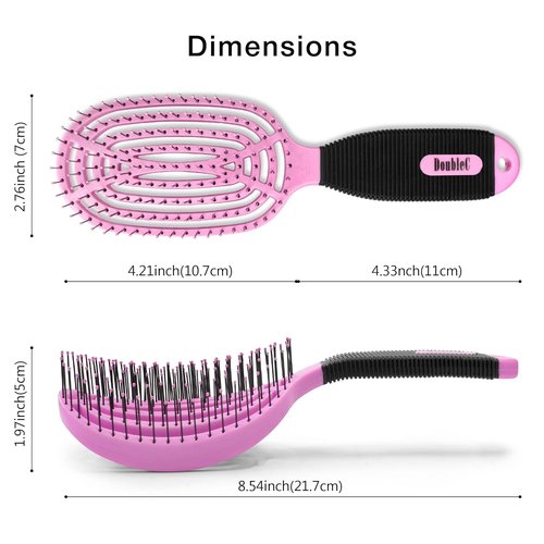 NuWay DoubleC Detangling Hair Brush - Patented Double Curve Design for Gentle Detangling & Volume Styling | Rose Pink