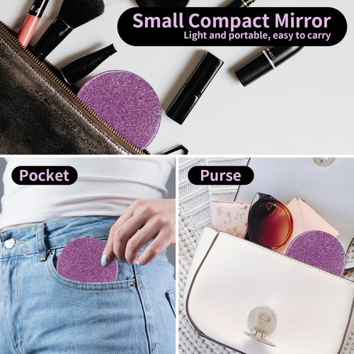 SANYCASA Compact Mirror for Travel, Double-Sided 1X/2X Magnifying Pocket Makeup Mirrors