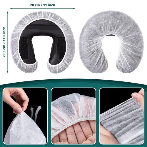 Noverlife Disposable Fitted Face Cradle Covers - Ultra Soft Non-Woven Massage Headrest | 100 PCS