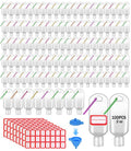HATTIE 100 Pack Travel Plastic Clear Keychain Bottles 50ml/2oz Portable Leakproof Squeeze Small Bottles With Flip Cap Refillable Empty Containers for Lotion Soap Toiletry