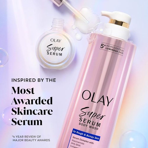 Olay Super Serum Body Wash - Hydrating Exfoliating Formula for Rough & Bumpy Skin | 18.5 fl oz