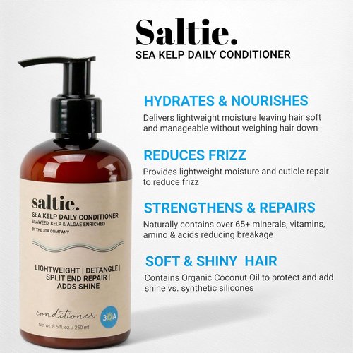 Saltie Daily Hair Detangle Conditioner - Nourishing Formula with Seaweed, Kelp & Algae | Lightweight & Shine-Enhancing (8.5 fl. oz / 250ml)