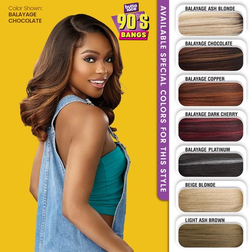 Sensationnel Butta Lace 90Sbangs Wigs - Unit 908 Glueless Wide Deep Part Synthetic Preplucked Hairline (2 DARKBROWN)
