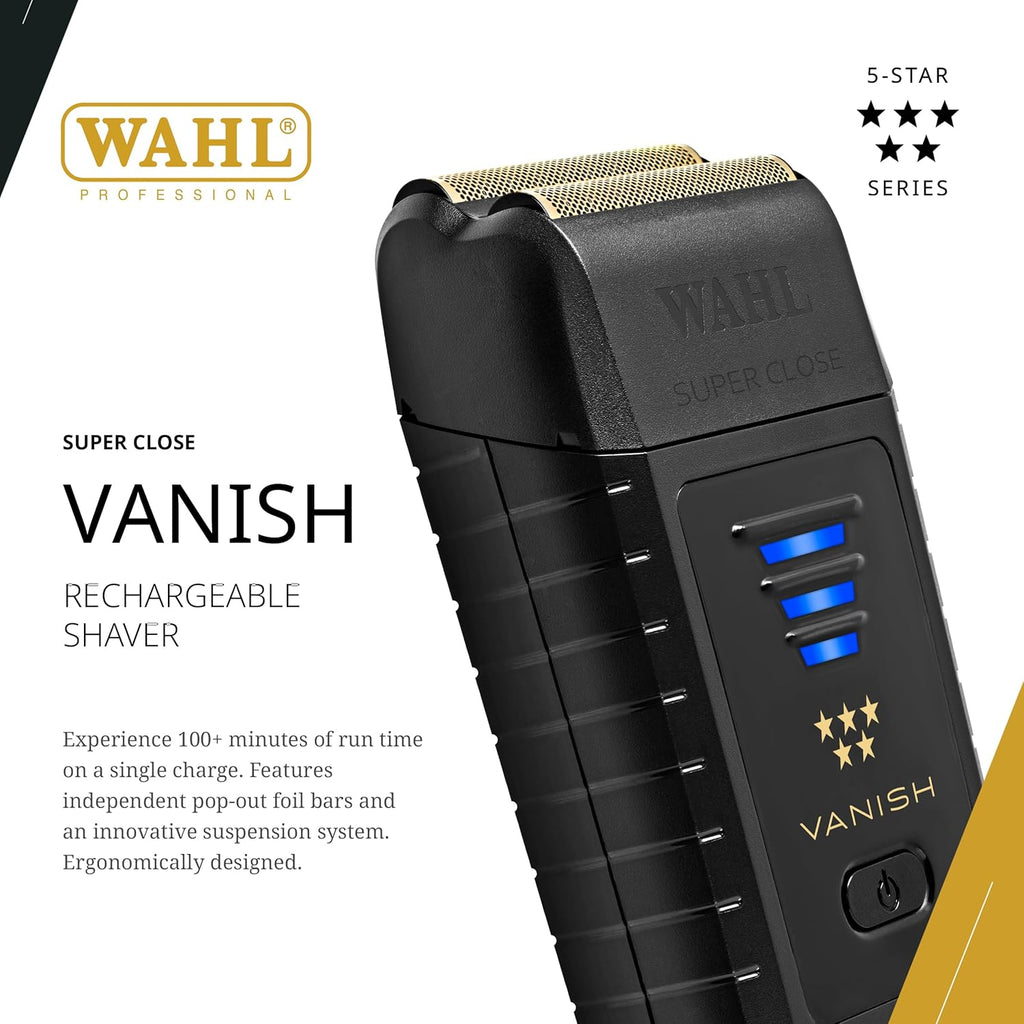 Wahl Professional 5 Star Vanish Shaver - Cordless Lithium-Ion Battery with Ergonomic Design | 100+ Minute Runtime