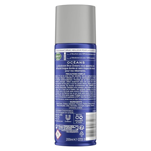 Brut Oceans Deodorant Body Spray for Men - 6.7 oz Long-Lasting Freshness