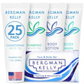 Bergman Kelly - Hotel Toiletries Bundle - White Tea, 1 oz ea, 125 Pieces - 5-Piece Set: 25 ea Rectangular Bar Soap, Shampoo, Conditioner, Body Lotion & Body Wash - Bulk Mini Guest Amenities