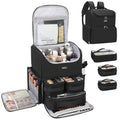 Relavel Makeup Backpack Large Makeup Bag with 3 Clear Set Bags, Dual Layer Professional Cosmetic Organizer Travel Train Case Makeup Artist Kit with Adjustable Dividers & Easy to Clean Lining, Black