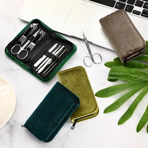 Coume 48 Set Men Gift Bulk Nail Care Kit Stainless Steel 8 in 1 Manicure and Pedicure Set with Travel Case Stocking Stuffers Baby Shower Prizes for Employee Teacher Staff Coworkers(Green Series)