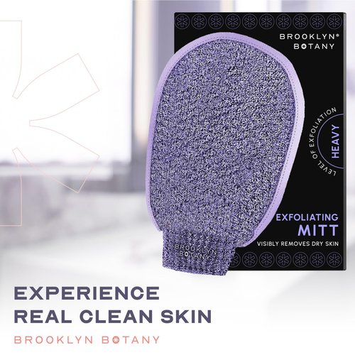 Brooklyn Botany Exfoliating Mitts for Bath and Shower – Heavy Duty Exfoliating Body Scrubber for Massage and Dead Skin Remover for Body – 2 Mitts